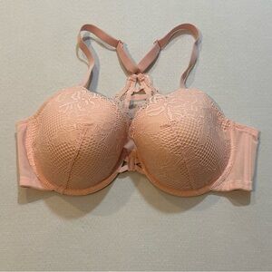 Auden Lightly Lined Demi Coverage Racerback Bra 40D Pink Lace